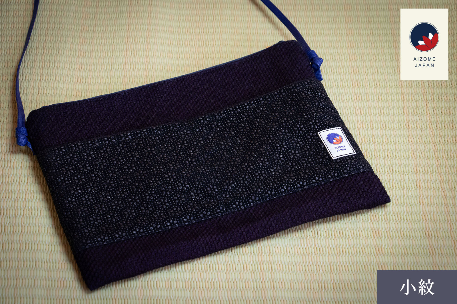 AIZOME JAPANの小紋柄の正藍染サコッシュの商品全景